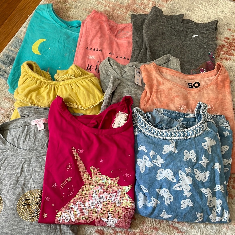Lot of size 8 girls tees. Assorted labels.